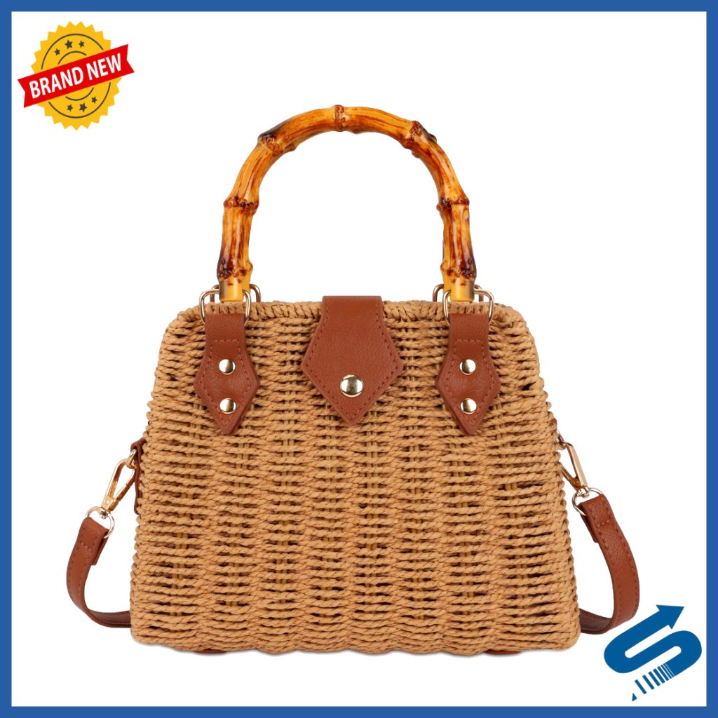 Handmade Woven Straw Shoulder Bag Crossbody Purse Summer Chic Boho